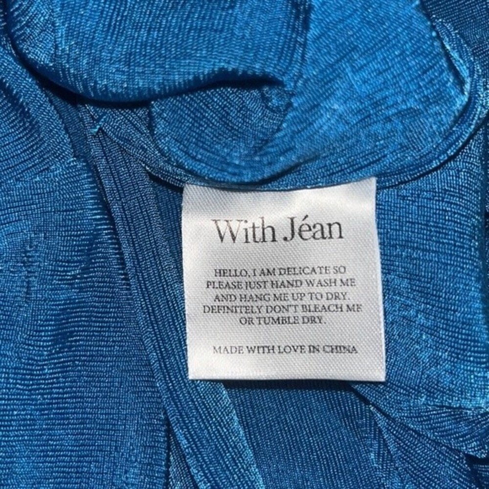 With Jean Lena Dress Electra Blue Mini Halter Bodycon Stretchy Womens Size Small - Picture 10 of 12